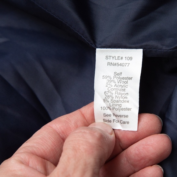 Textured navy blazer jacket wool blend Cabi 8 - Picture 9 of 9